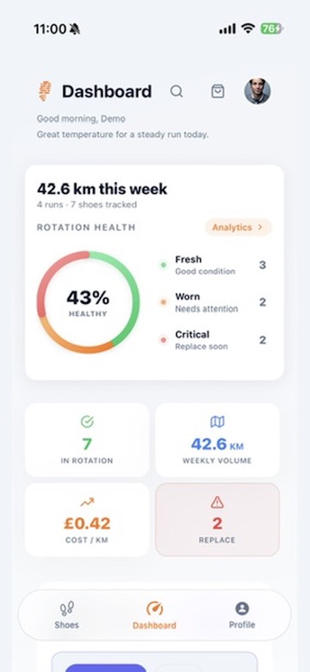 TreadLeft app screenshot